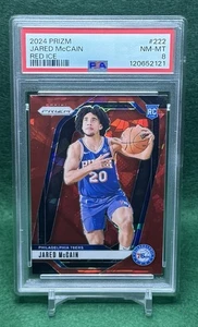 2024-25 Panini Prizm Jared McCain Red Cracked Ice #222 PSA NM-MT 8 - Picture 1 of 5