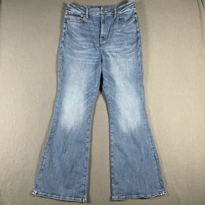 American Eagle Jeans Womens 12 Blue Curvy Super High Rise Flare Denim Boho - Picture 1 of 8