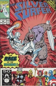 THE SILVER SURFER #54 (1991) vs. Rhino...Infinity Gauntlet Crossover...Avengers - Picture 1 of 1