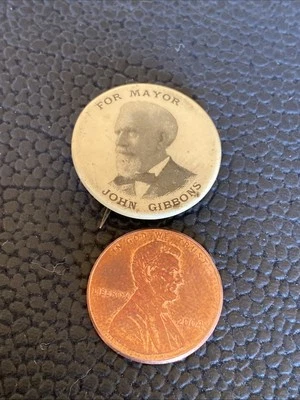 1920 JOHN GIBBONS 1. SOZIALISTISCHER BÜRGERMEISTER in LACKAWANNA NY 7/8" PIN BUTTON CELLULOID - Bild 1 von 4
