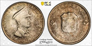 PHILIPPINES 50 Centavos 1947, MacArthur, PCGS MS 66 Gem UNC Fantastic Tone. R7 - Picture 1 of 4