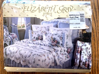 NOS Elizabeth Gray Ansley Park Floral Full Flat Sheet 90’s Ansley Park — 第 1/3 张图片