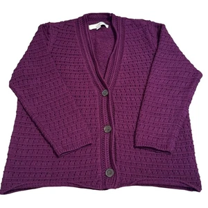 Cárdigan Suéter Loft Abierto Tejido Usado en Excelente Condición Púrpura Rayón Talla L Boho Cottagecore - Imagen 1 de 8