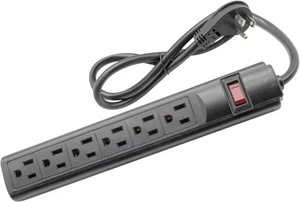 Steren 6-Outlet Power Strip with 3ft Heavy-Duty Cord, 150 Joules - Black - Picture 1 of 9