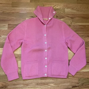 Lemmermayer Vintage 50er 60er 100% Wolle rosa Knopf Strickjacke Pullover gerippt siehe Bilder - Bild 1 von 10