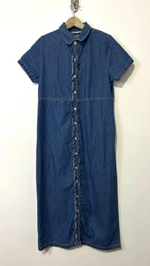 Vintage Bobbie Brooks Denim Button Up Maxi Dress Size Medium Cottagecore Cotton - Picture 1 of 5