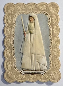 Antigua TARJETA SAGRADA Vintage Canivet Encaje Niña 1ª Comunión 3D Repujado - Imagen 1 de 3