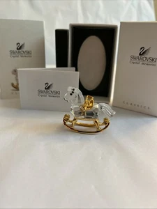 Caballo mecedor Swarovski Crystal Memories chapado en oro de 18 quilates 199447 caja original certificado de autenticidad - Imagen 1 de 6