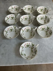 Wedgwood Tea Cups Set of 10 Wild Strawberry Bone China BEAUTIFUL Condition - Picture 1 of 11