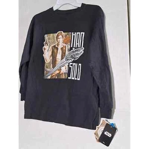 Star Wars Mens Shirt Large Han Solo Millennium Falcon Long Sleeve Black - Picture 1 of 11