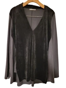 Alembika Womens Black Velvet Draped Trapeze Top Blouse womens size Large - Picture 1 of 7