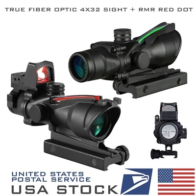 ACOG 4X32 True Fiber Optics Cross Chevron Illuminated Dot Sight Scope Tactical - Image 1 of 4