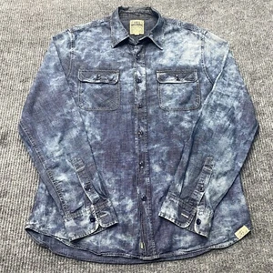 True Religion Western Button Up Shirt Mens XL Blue Chambray Bleached Long Sleeve - Picture 1 of 13