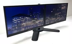 Full HD Dual PC Monitor TFT Viewsonic Bundle Setup 2x22" DVI VGA+ New Dual Stand - Picture 1 of 16