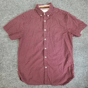Cactus Mnn Ricky Signh Medium Short Sleeve Dress Shirt Red White Dots Slim Fit - Picture 1 of 7