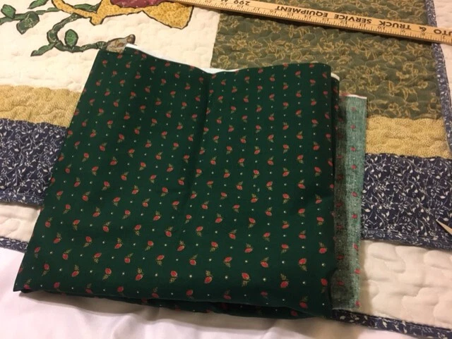 sewing fabric green with red/gold leaves 2yd 13inches x 44 wide 100% cotton - Image 1 of 1