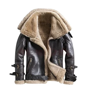 Women's Aviator Pilot RAF B3 Flying Bomber Fur Real Lambskin Leather Jacket - Picture 1 of 3