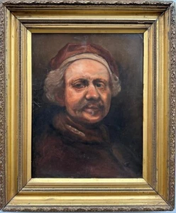 Antique oil on canvas : Portrait of Rembrandt - Picture 1 of 10