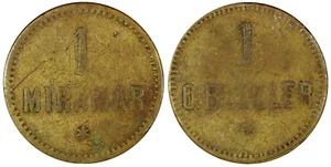 Ficha de latón Guatemala ND (c.1876) 1 REAL MIRAMAR O. BLEULER Clark-257(s) (7) - Imagen 1 de 3
