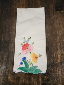 Vintage Floral Tea Hand Towel Napkin Grannycore - Picture 1 of 7