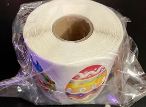 Roll of 500 Easter Stickers  8 Different Designs Approx 1.5"x 2" NIB - Picture 1 of 2