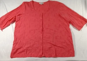 Top Ulla Popken para mujer 20/22 coral calce relajado bolsillo abotonado bordado general - Imagen 1 de 8