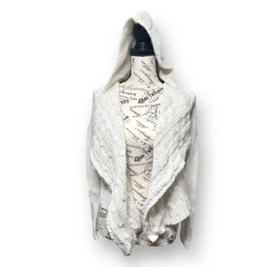 Abercrombie Kids M Cream Cable Knit Hooded Cardigan Sweater Pom Cozy Winter - Picture 1 of 13