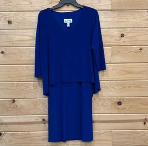 Abito Joseph Ribkoff blu royal zaffiro scollo V sovrapposizione elasticizzato donna taglia 4 - Foto 1 di 3