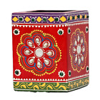 Multi Color Pan Box Stand Mango Wood Flower Hand Painting Traditional Style 