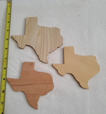 3 Texas Wooden State Cutouts Art Craft Supplies - Image 1 of 4