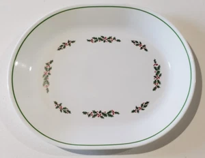 Plato para servir ovalado de invierno Holly Corelle Corning 12-1/4" banda verde - Imagen 1 de 4