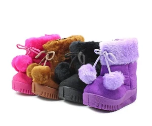 Botas de nieve de invierno con cremallera sintética de piel sintética de 4 colores para niños pequeños niños niñas zapatos - Imagen 1 de 24