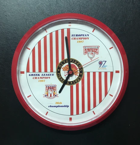 OLYMPIACOS Wall Clock 1997 Olympiakos Euroleague Rome Final 4 & Greek Champion Cover
