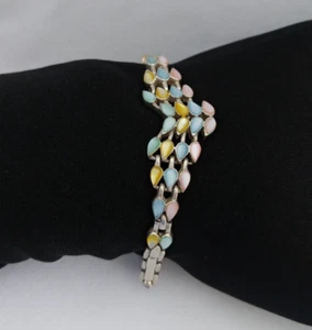 Vintage Mother Pearl Bracelet Silver Sterling 925 Nacre Abalone Shel Chain Gift - Picture 1 of 10