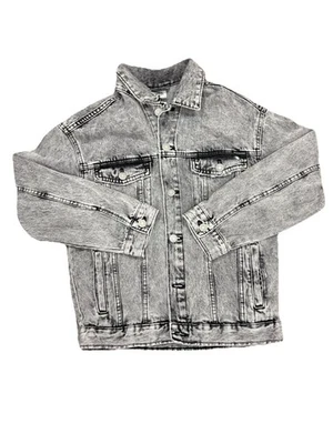 Zara Kids Black Denim Jacket 80’s edition Size 11/12 Distressed Cotton  - Image 1 of 4