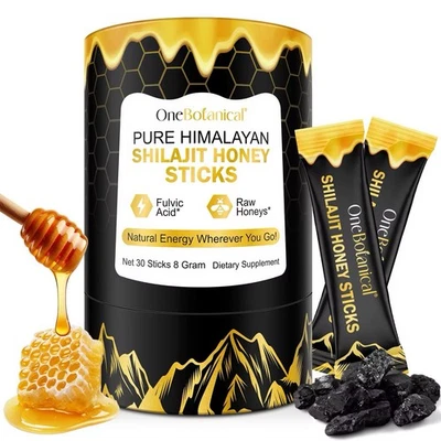 ONEBOTANICAL Pure Himalayan Shilajit Resin & Organic Honey Sticks Manuka Honey