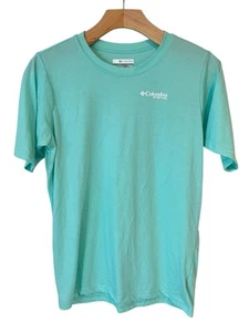 Columbia T Shirt Youth Size XL Aqua PFG Logo Graphic Print Short Sleeve Tee NEW - Picture 1 of 8