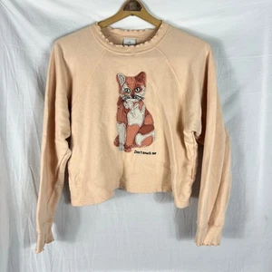 Suéter Teddy Fresh Don’t Touch Me Peach Mediano Patchwork Gato - Imagen 1 de 9
