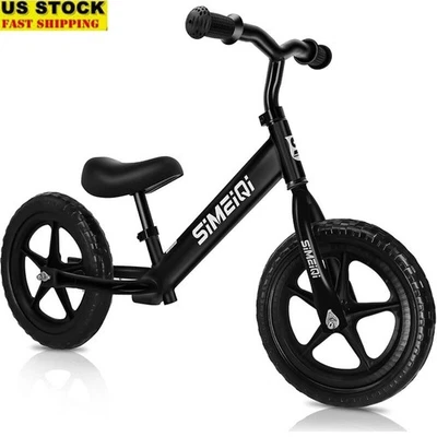 Bicicleta de Equilibrio de 12 Pulgadas Sin Pedal Asiento de Manillar Ajustable Niños Bicicleta de Entrenamiento EE. UU. Foto 1 de 4