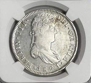1821 ZS RG Mexico 8 Reales Zacatecas Silver Coin XF Details NGC - Picture 1 of 4