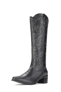 Cowboy Boots For Women Knee High Western Cowgirl Boots Snip Toe Side Zipper C... - Picture 1 of 7