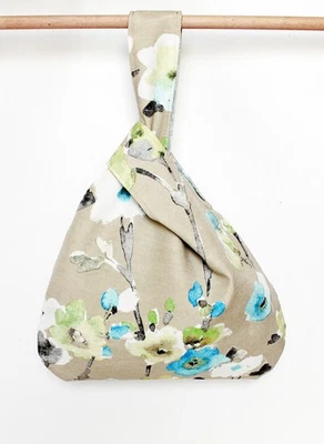 Knotentasche mit Innentasche, kleine Beuteltasche, Projekttasche selbst genäht, - Bild 1 von 4