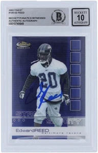 Ed Reed Ravens Signed 2002 Topps Finest #109 Beckett Fanatics 10 Rookie Card - Picture 1 of 3