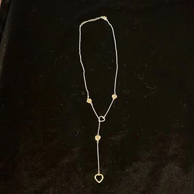 925 Sterling Silver Lariat Heart Love adjustable Necklace - Image 1 of 4