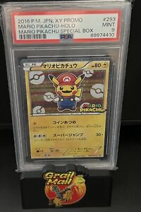 PSA 9 2016 Japanese Mario Pikachu 293/XY-P Special Box XY Promo Pokemon Card!