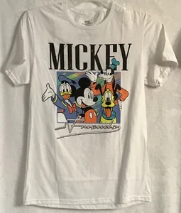 NWT! Disney Mickey Mouse and Friends White Graphic Small 34/36 T-Shirt - Picture 1 of 2