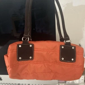 Kenneth Cole REACTION Orange and brown Puffer shoulder bag 🤎🧡 Purple Lining - Picture 1 of 7