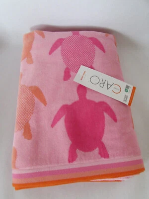Caro Home 100% Cotton Beach Towel Soft  36"x68"  Turtle Ombre Sunset Pink Orange - Image 1 of 4