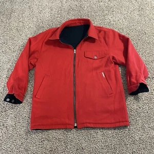 Vintage Marlboro Classics Jacket Coat Mens M Red Black Reversible Wool Blend - Picture 1 of 15