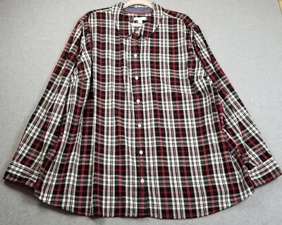 Camisa Charter Club con botones para mujer 4X Plus a cuadros manga larga top algodón informal Foto 1 de 4